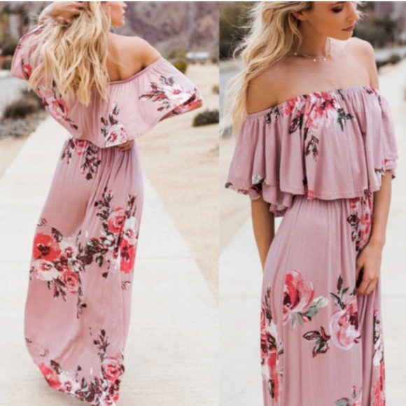 Infinitely Posh Dresses & Skirts - 1 LEFT • Floral Off Shoulder Maxi Dress